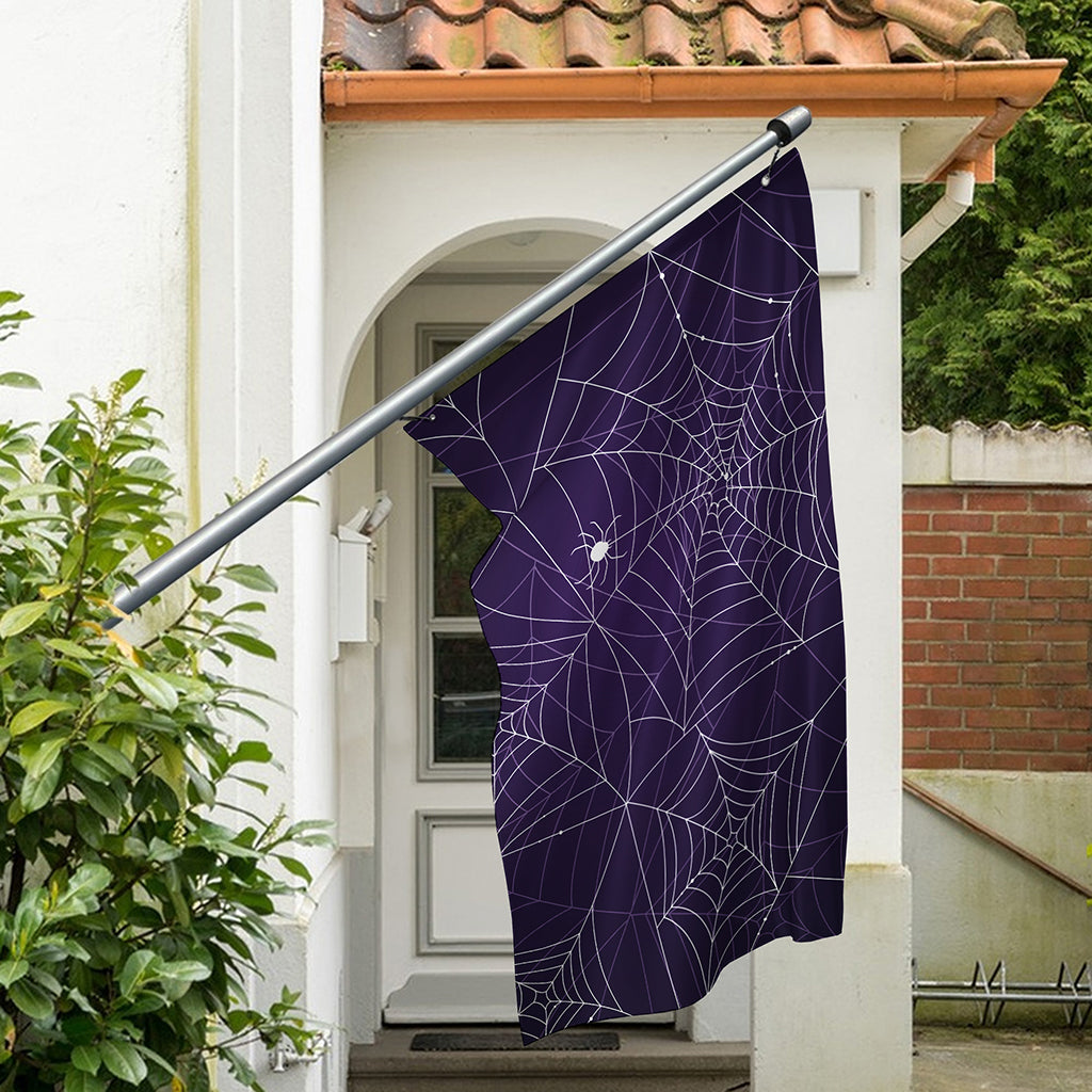 Purple Spider Web Pattern Print Polyester Flag