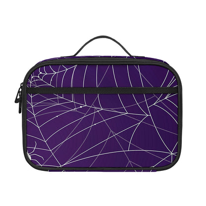 Purple Spider Web Pattern Print Portable Lunch Bag