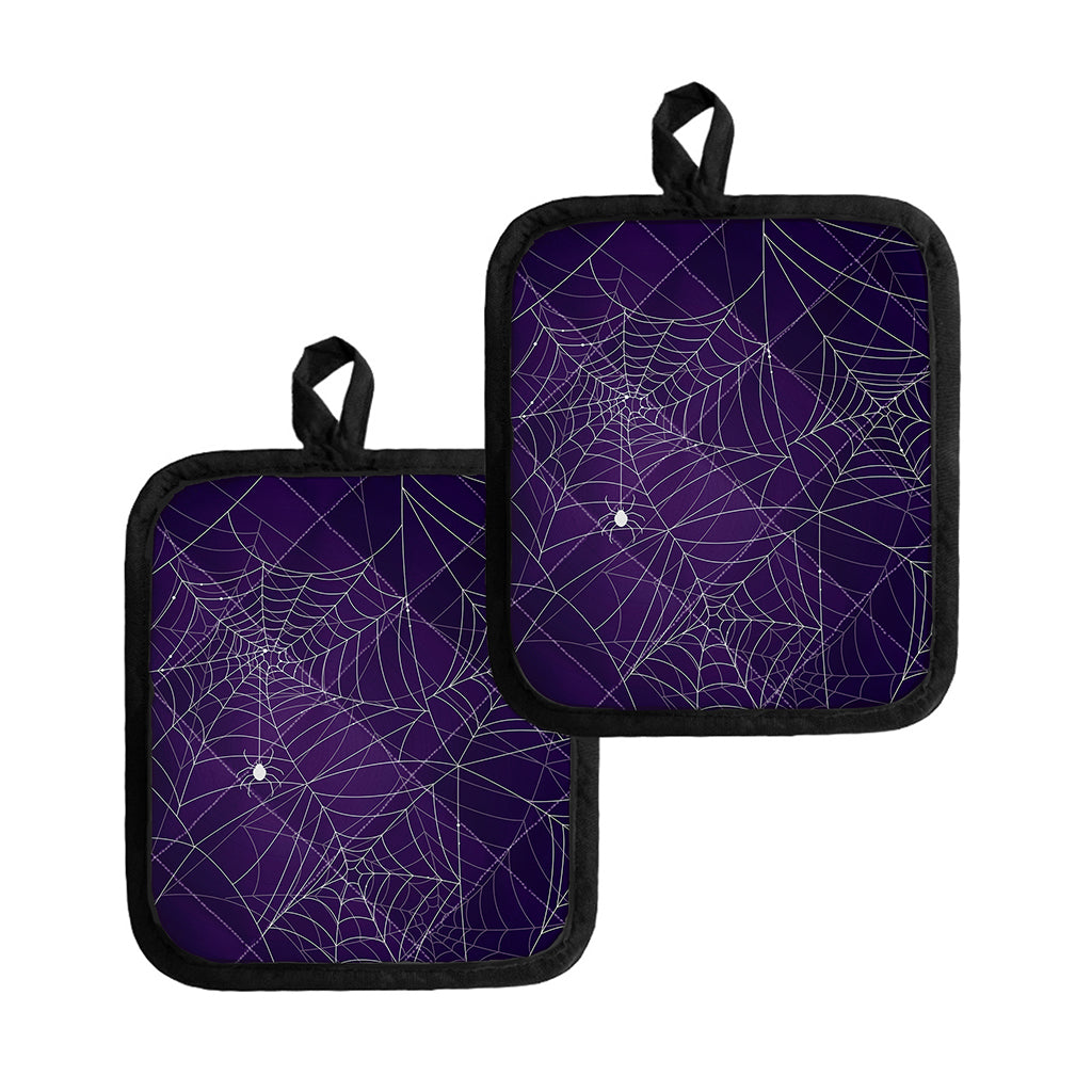 Purple Spider Web Pattern Print Pot Holders