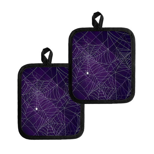 Purple Spider Web Pattern Print Pot Holders