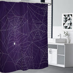 Purple Spider Web Pattern Print Premium Shower Curtain