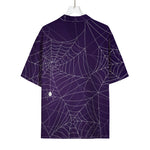 Purple Spider Web Pattern Print Rayon Hawaiian Shirt
