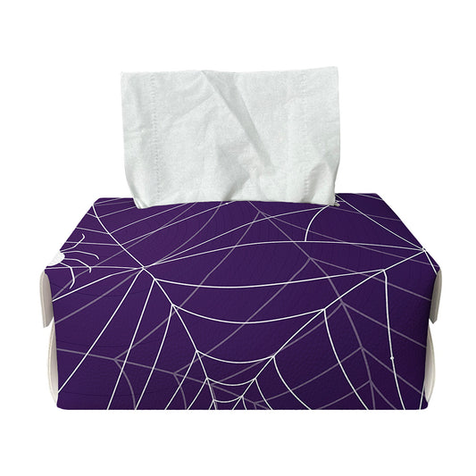 Purple Spider Web Pattern Print Rectangle Tissue Box Cover