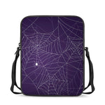 Purple Spider Web Pattern Print Rectangular Crossbody Bag