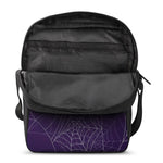 Purple Spider Web Pattern Print Rectangular Crossbody Bag