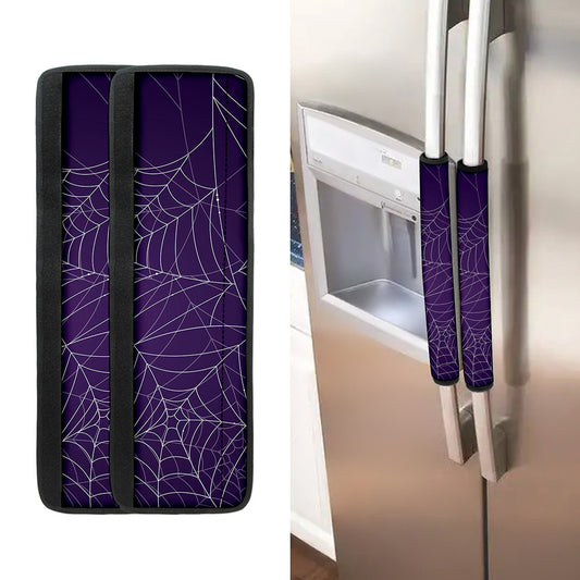 Purple Spider Web Pattern Print Refrigerator Handle Covers