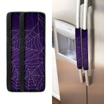 Purple Spider Web Pattern Print Refrigerator Handle Covers