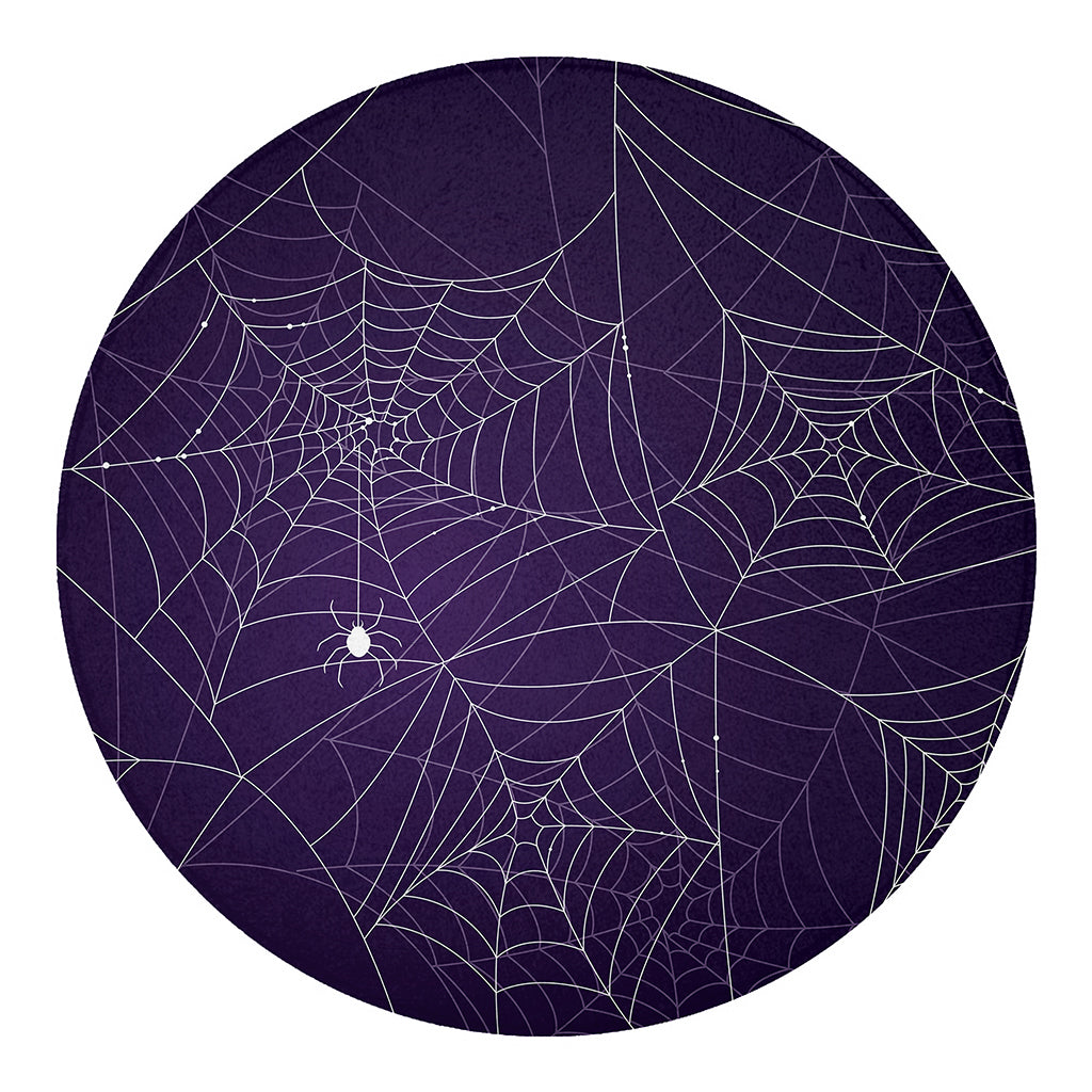 Purple Spider Web Pattern Print Round Blanket
