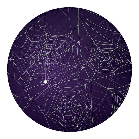 Purple Spider Web Pattern Print Round Blanket