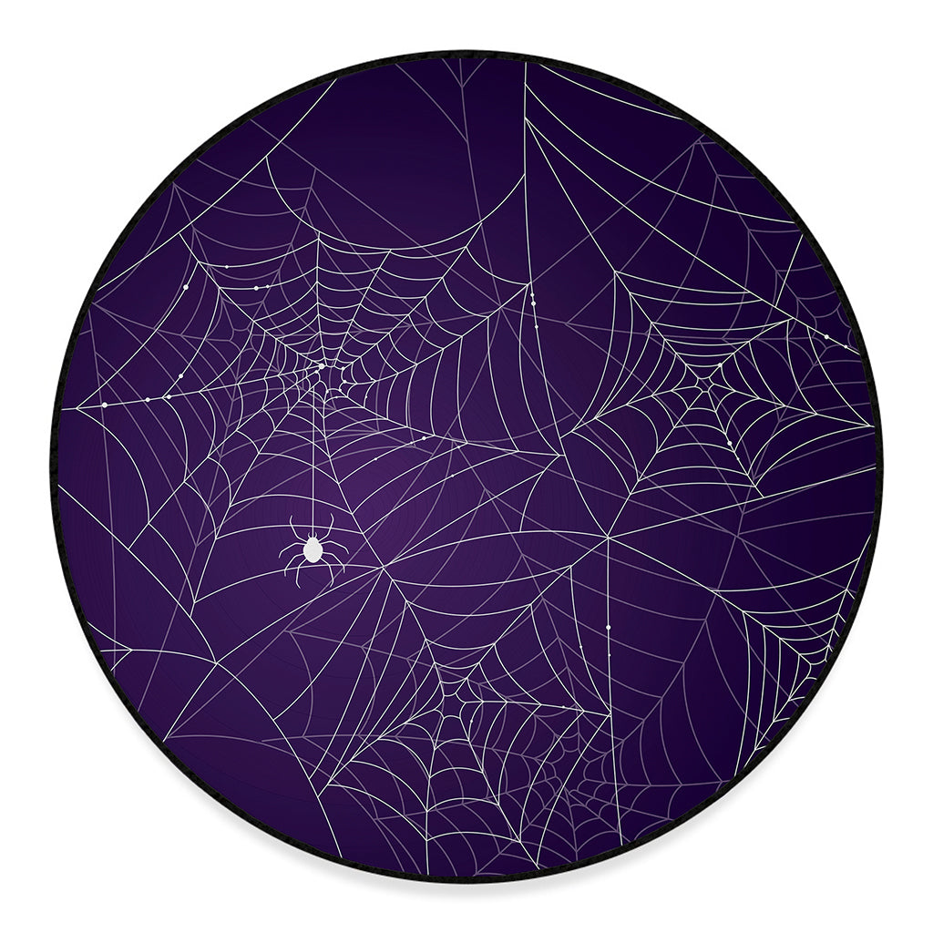 Purple Spider Web Pattern Print Round Floor Mat