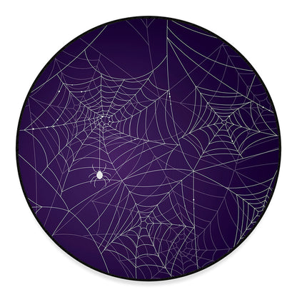 Purple Spider Web Pattern Print Round Floor Mat