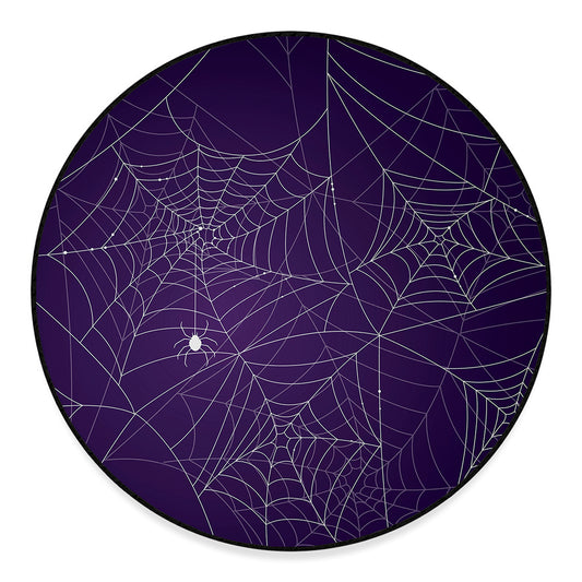 Purple Spider Web Pattern Print Round Floor Mat