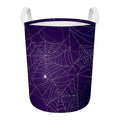 Purple Spider Web Pattern Print Round Laundry Basket