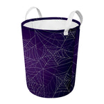 Purple Spider Web Pattern Print Round Laundry Basket