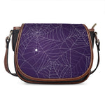 Purple Spider Web Pattern Print Saddle Bag