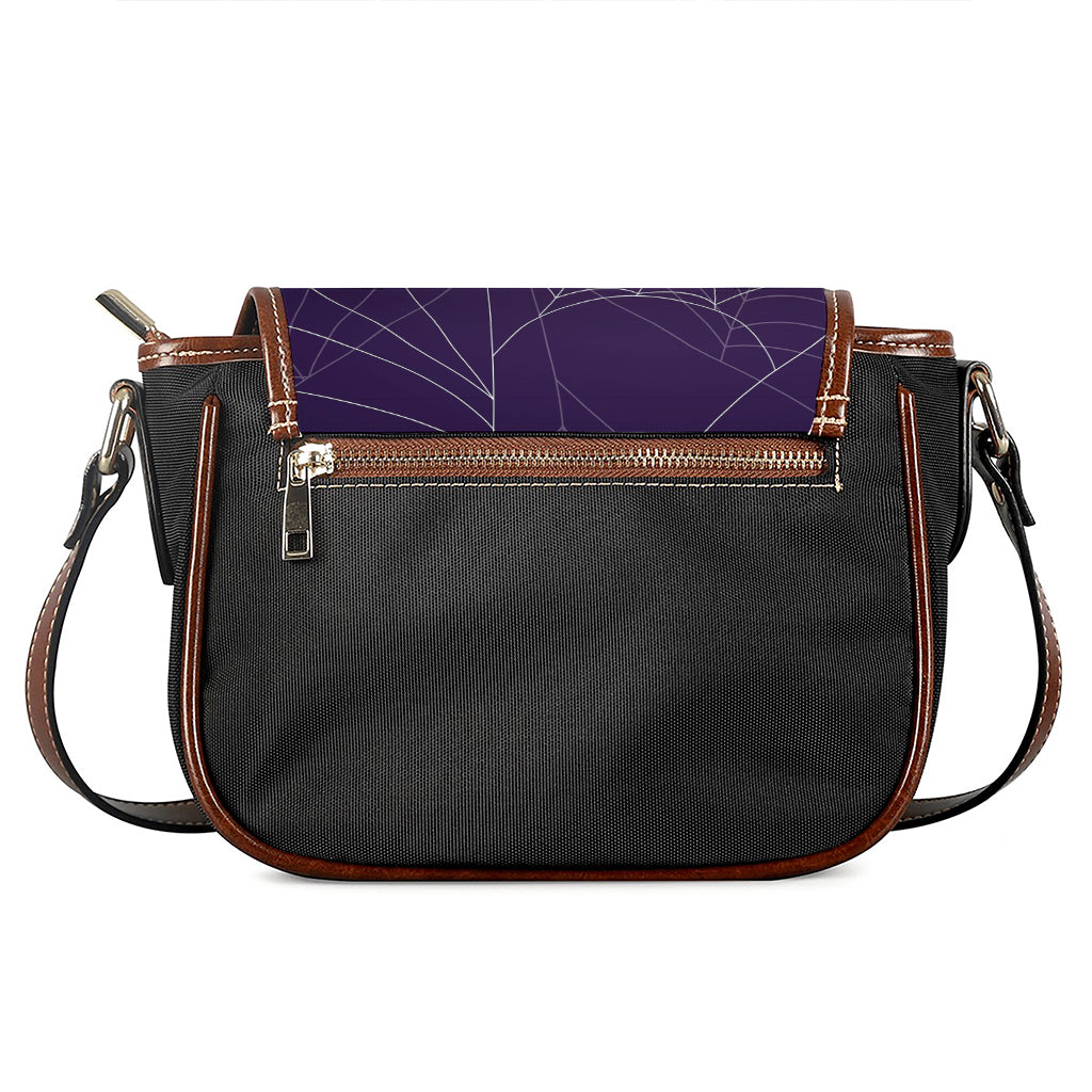 Purple Spider Web Pattern Print Saddle Bag
