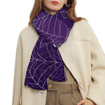 Purple Spider Web Pattern Print Scarf