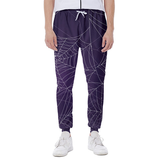 Purple Spider Web Pattern Print Scuba Joggers