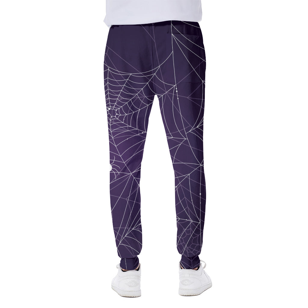 Purple Spider Web Pattern Print Scuba Joggers