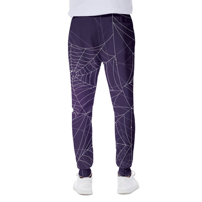 Purple Spider Web Pattern Print Scuba Joggers