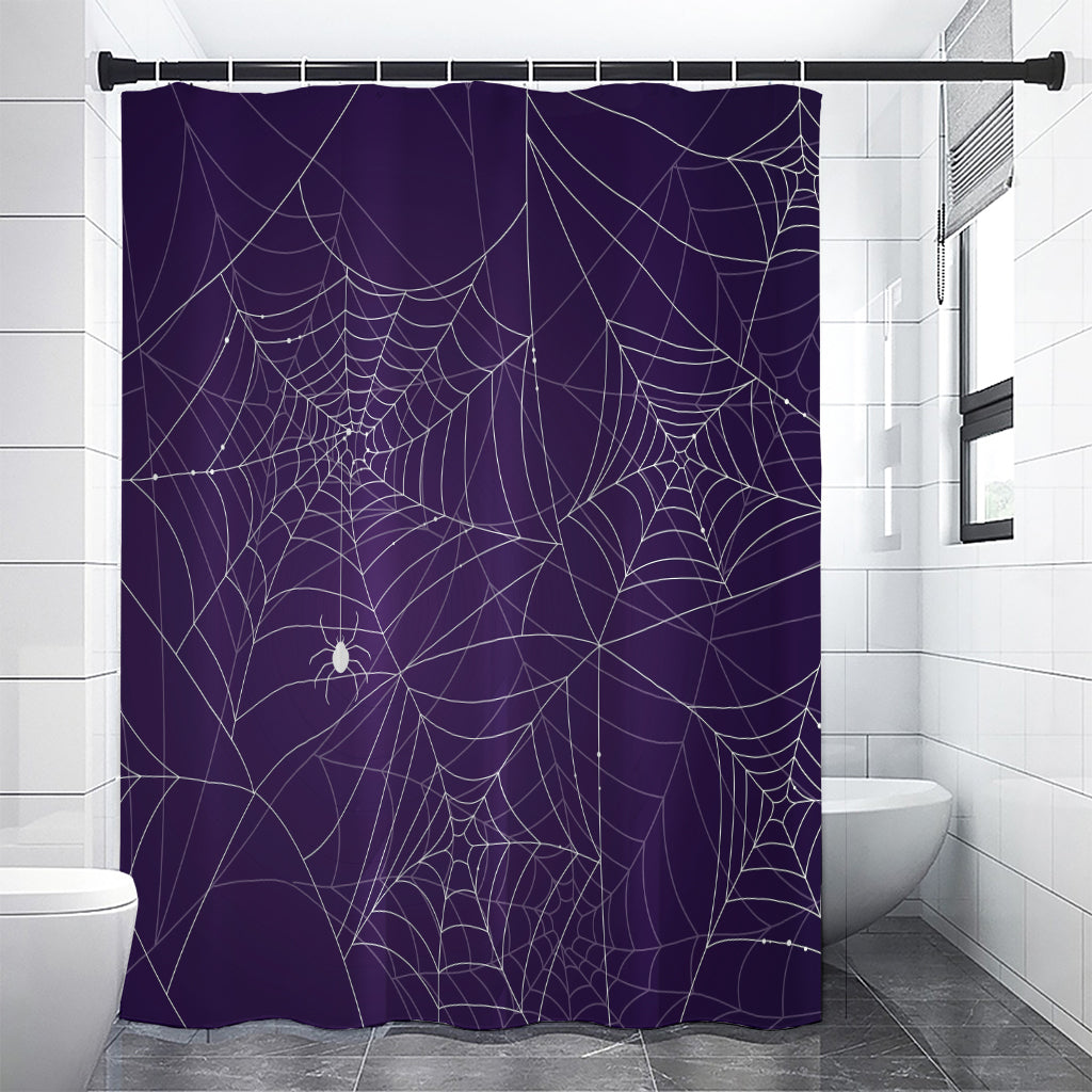 Purple Spider Web Pattern Print Shower Curtain