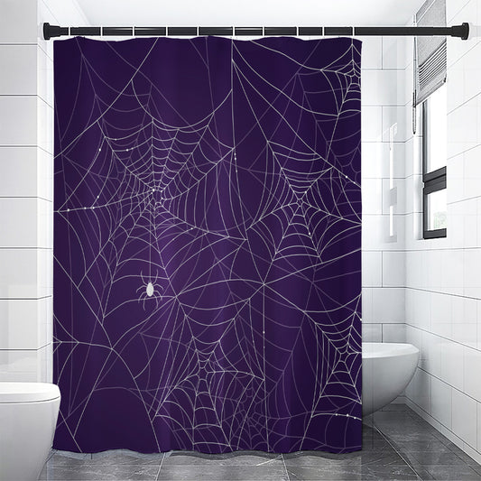 Purple Spider Web Pattern Print Shower Curtain