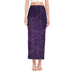 Purple Spider Web Pattern Print Side Slit Maxi Skirt