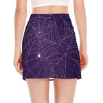 Purple Spider Web Pattern Print Side Slit Mini Skirt