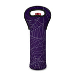 Purple Spider Web Pattern Print Single Neoprene Wine Tote