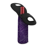 Purple Spider Web Pattern Print Single Neoprene Wine Tote