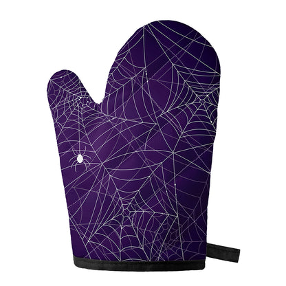 Purple Spider Web Pattern Print Single Oven Mitt