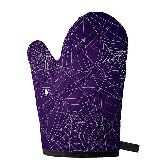 Purple Spider Web Pattern Print Single Oven Mitt