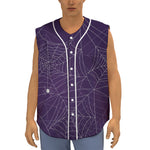 Purple Spider Web Pattern Print Sleeveless Baseball Jersey