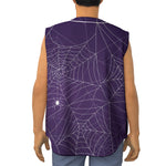 Purple Spider Web Pattern Print Sleeveless Baseball Jersey