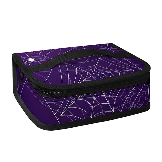 Purple Spider Web Pattern Print Small Lunch Bag