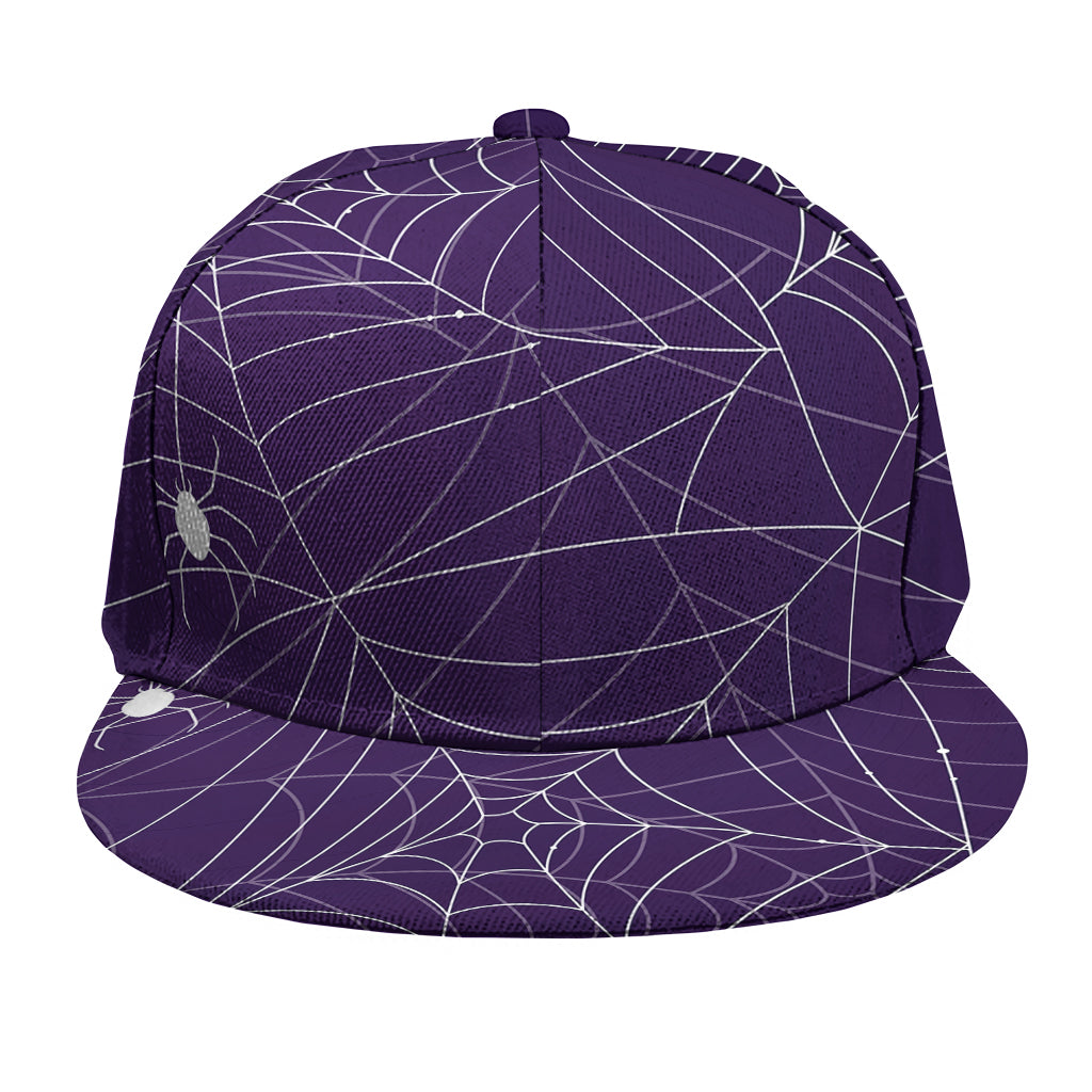 Purple Spider Web Pattern Print Snapback Cap