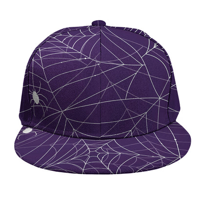 Purple Spider Web Pattern Print Snapback Cap