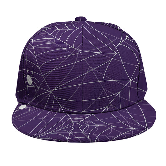 Purple Spider Web Pattern Print Snapback Cap