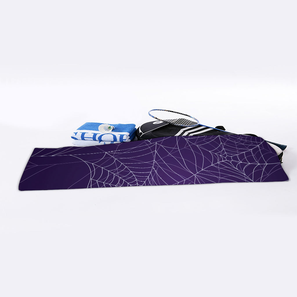Purple Spider Web Pattern Print Sports Towel