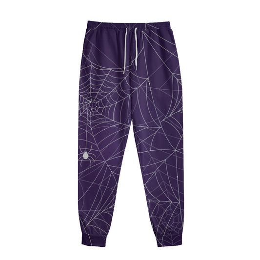 Purple Spider Web Pattern Print Sweatpants