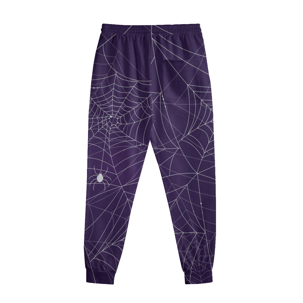 Purple Spider Web Pattern Print Sweatpants