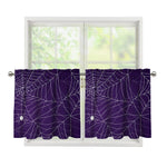 Purple Spider Web Pattern Print Tier Curtains