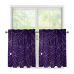 Purple Spider Web Pattern Print Tier Curtains