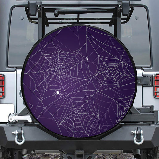 Purple Spider Web Pattern Print Tire Cover