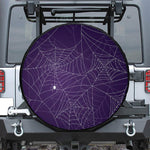 Purple Spider Web Pattern Print Tire Cover