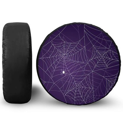 Purple Spider Web Pattern Print Tire Cover