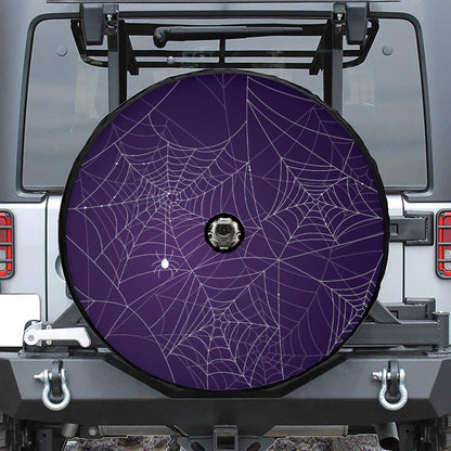 Purple Spider Web Pattern Print Tire Cover With Camera Hole