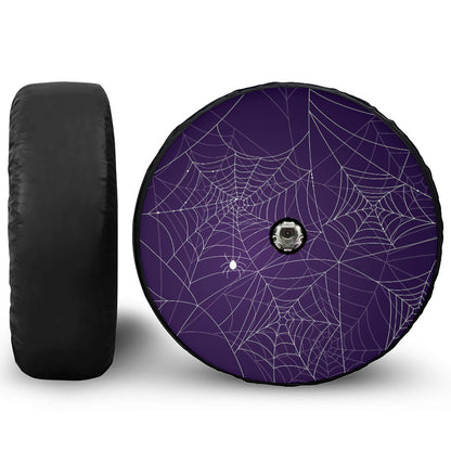 Purple Spider Web Pattern Print Tire Cover With Camera Hole