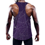 Purple Spider Web Pattern Print Training Tank Top