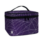 Purple Spider Web Pattern Print Travel Makeup Bag